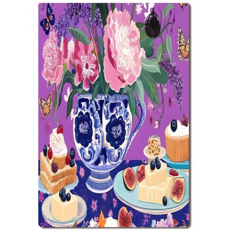 Plaque en Métal Vintage Art Murale pour Jardin de Pivoines, Élégance et Splendeur pour l'Extérieur 40x30 cm.