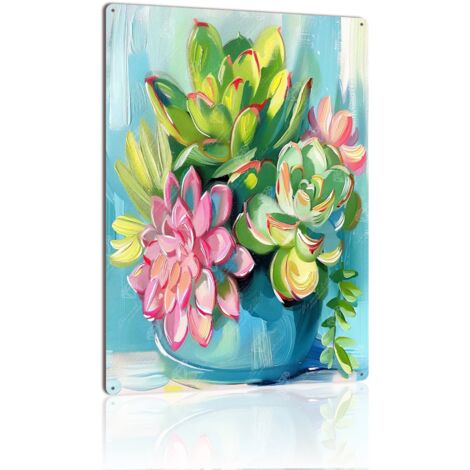 Plaque en Métal Vintage Art Murale pour Jardin de Verre, Durable et Beau pour Tous les Espaces Intérieurs et Extérieurs 40x30 cm.