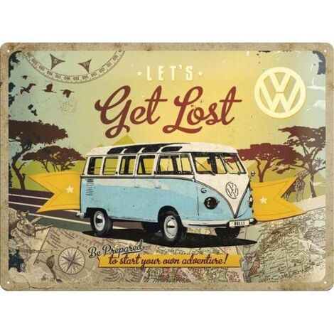 Plaque en métal VW Bulli - Let\'s Get Lost - Volkswagen Camper