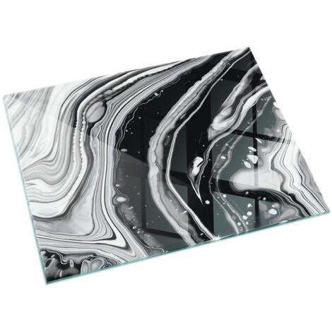 Plaque en verre Cheminée Protecteur de Sol Sous la Cheminée Verre Trempé Protection Thermique Vagues et lignes abstraites 120x80 cm