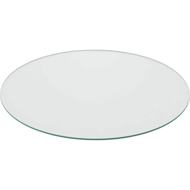 Plaque en verre de sécurité trempé, pour table et cheminée, ronde, ø 90 cm, 8 mm d'épaisseur, transparente - Relaxdays