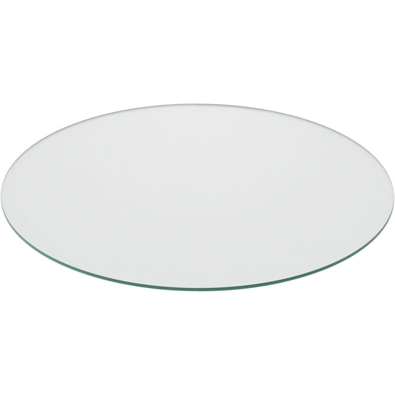 Plaque en verre de sécurité trempé, pour table et cheminée, ronde, ø 80 cm, 8 mm d'épaisseur, transparente - Relaxdays