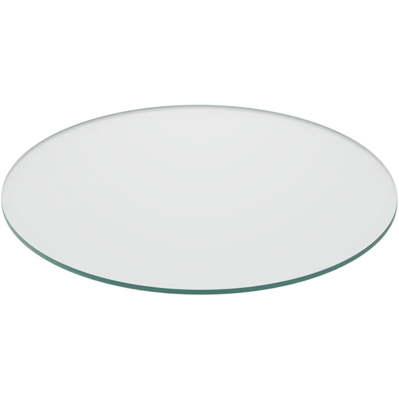 Plaque en verre de sécurité trempé, pour table et cheminée, ronde, ø 50 cm, 8 mm d'épaisseur, transparente - Relaxdays