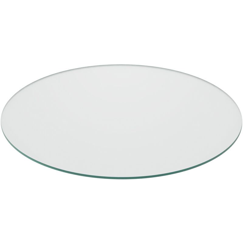 Plaque en verre de sécurité trempé, pour table et cheminée, ronde, ø 70 cm, 8 mm d'épaisseur, transparente - Relaxdays