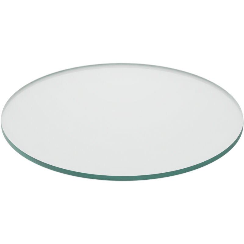 Relaxdays Plaque en verre de sécurité trempé, pour table et cheminée, ronde, Ø 30 cm, 8 mm d'épaisseur, transparente
