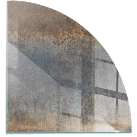Plaque en verre trempé avec impression décorative Protection de sol sous cheminée Motif texturé abstrait 1/4 100x100 cm