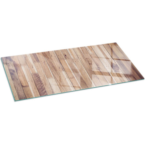 Plaque en verre trempé avec impression décorative Protection de sol sous cheminée Planches de bois disposées 125x50 cm