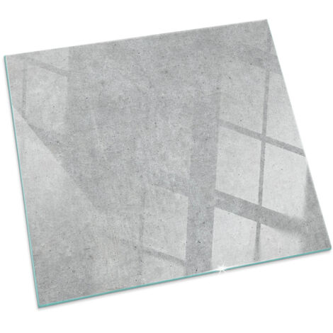 Plaque en verre trempé avec impression décorative Protection de sol sous cheminée Texture béton brut Carrée 50x50 cm