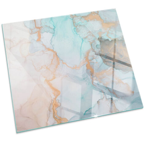 Plaque en verre trempé de sol décorative imprimée premium sous cheminée Motif fluide abstrait Carrée 50x50 cm