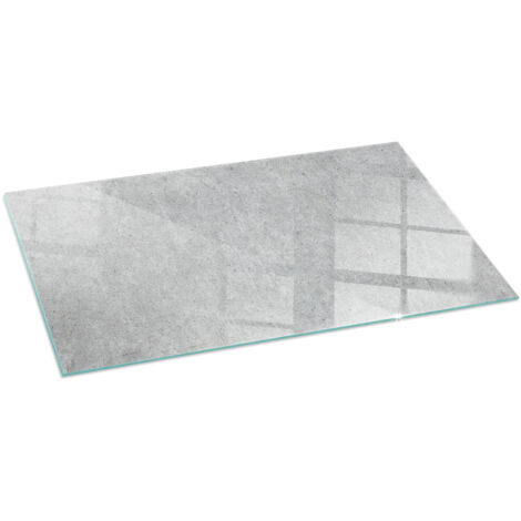 Plaque en verre trempé de sol décorative imprimée premium sous cheminée Texture béton brut 120x60 cm