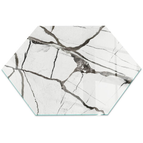 Plaque en verre trempé décorative de sol avec impression sous cheminée Motif veines marbrées h40 cm