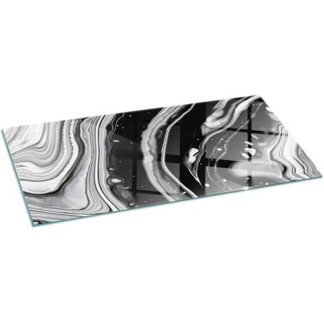 Plaque en verre trempé décorative de sol avec impression sous cheminée Vagues et lignes abstraites 125x50 cm