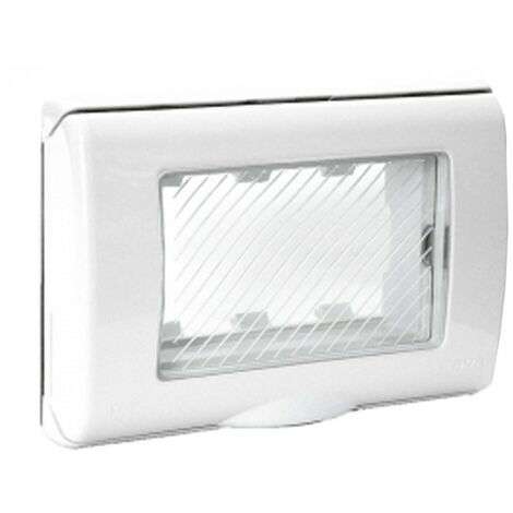 Plaque Étanche Série Ave Système 45 avec couvercle IP55 3 Modules Blanc 45SP43BN