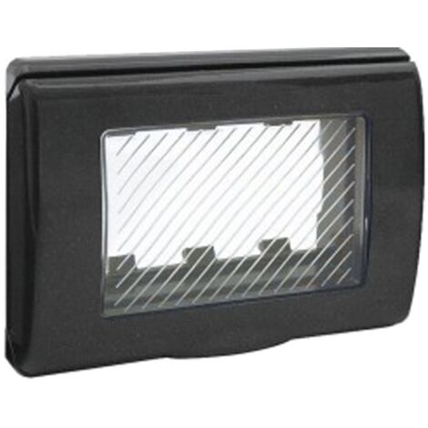Plaque Étanche Série Ave Système 45 avec couvercle IP55 3 Modules, Gris 45SP43GM