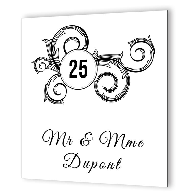 Decoho - Plaque extérieure Numéro de maison en Dibond Picto Noir à personnaliser sur 1 ligne · Modèle floral