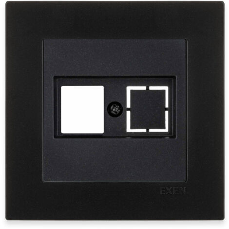 Plaque frontale pour prise informatique sans connecteur noir métallisé – ensemble complet avec plaque – 255/14E EXEN