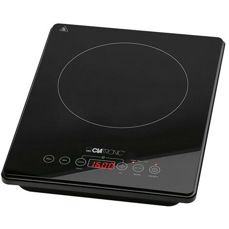 Plaque induction 1 foyer 370x290mm 2000W – Surface vitrocéramique – Panneau tactile – Minuterie 180 min – Détection casseroles – Clatronic - A299981