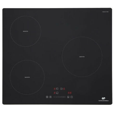 Plaque induction 3 foyers CONTINENTAL EDISON 6200W- 3 timers - 3 boosters - noir