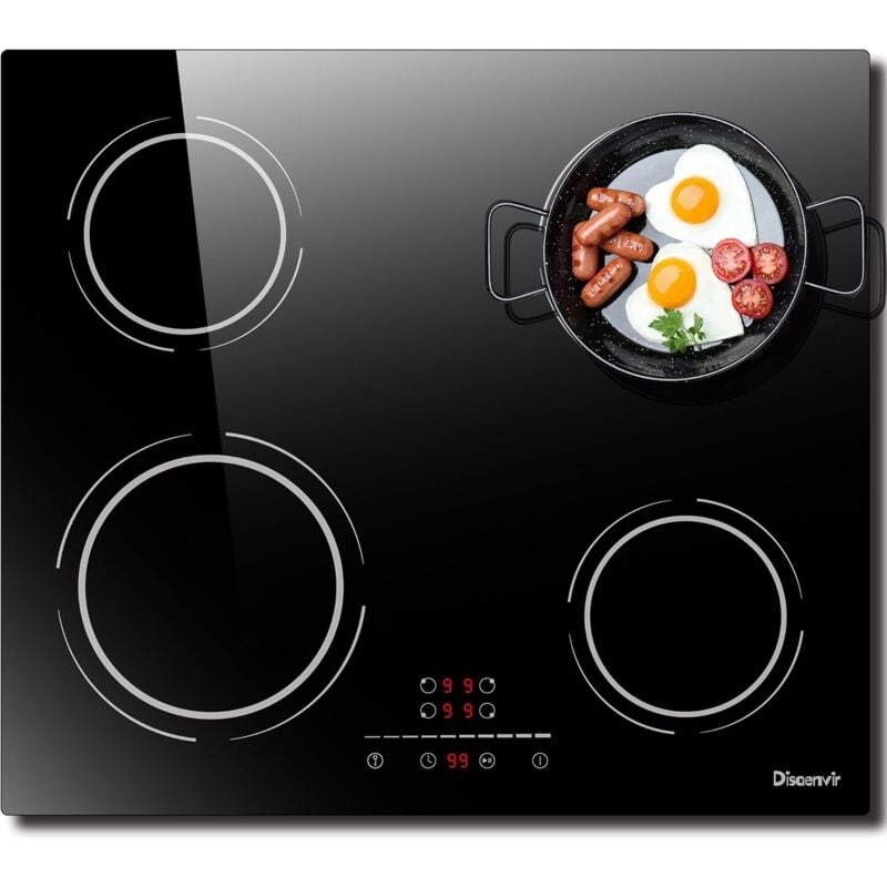 Disaenvir - Plaque Induction 4 Feux Encastrable 6400W Plaque de Cuisson Induction 220V, Plaque Electrique 60cm, Fonction Pause, 9 Niveaux, Contrôle