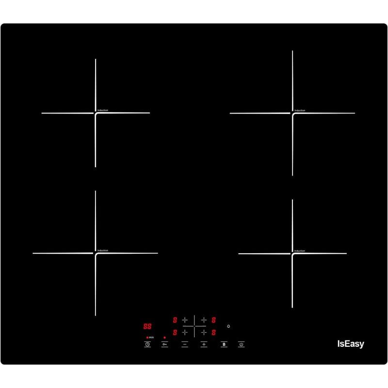 Plaque à Induction 4 Foyers, Plaque de Cuisson Induction Encastrable - 7600W, 4 Boosters, Minuterie, Fonction Muet