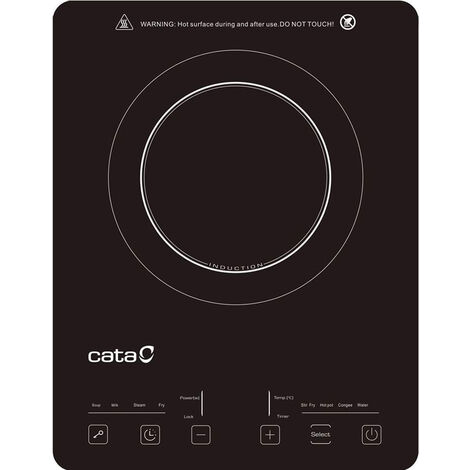 Plaque induction portable 1 feu 2000W – 8 niveaux de puissance – Détection automatique des récipients – Minuterie 0-180 minutes – Cata