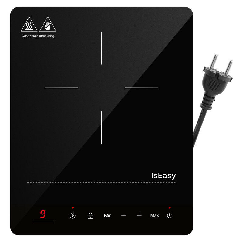 Iseasy – Plaque induction portable 1 foyer 2100W – Minuterie 8h – Écran tactile – Verrouillage enfants – Dimensions 35x28cm