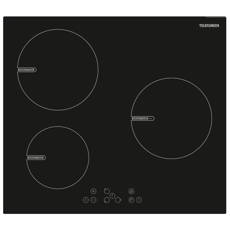 Table de cuisson induction 60cm 3 feux 4300w noir - Telefunken - TK60I3Z1BT
