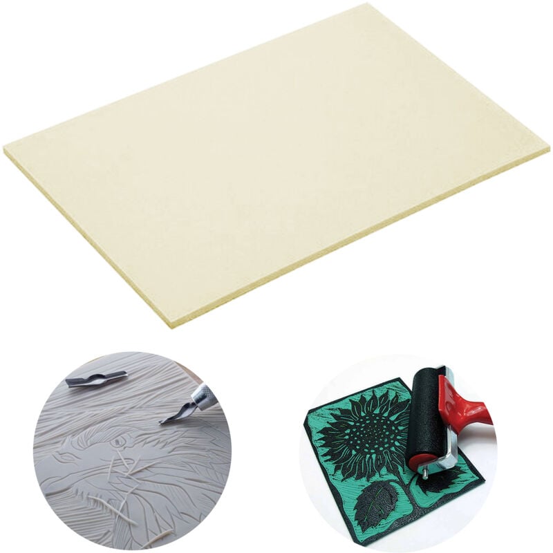 Plaque Linoléum SOFT pour impression linogravure Essdee SoftCut BEIGE écru 15x10cm