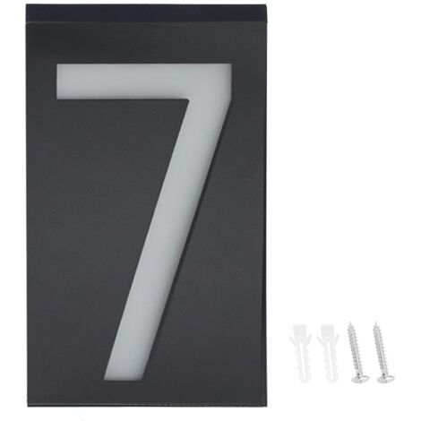 Plaque lumineuse solaire LED pour numéro de maison extérieur (Chiffre 7)