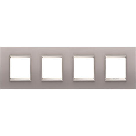 PLAQUE LUX 2+2+2+2P H VERRE GRIS PERLÉ GEWISS GW16228GP