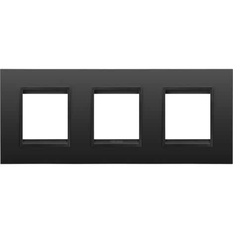 PLAQUE LUX 2+2+2P H MÉTAL NOIR GEWISS GW16226XM
