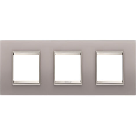 PLAQUE LUX 2+2+2P H VERRE GRIS PERLÉ GEWISS GW16226GP