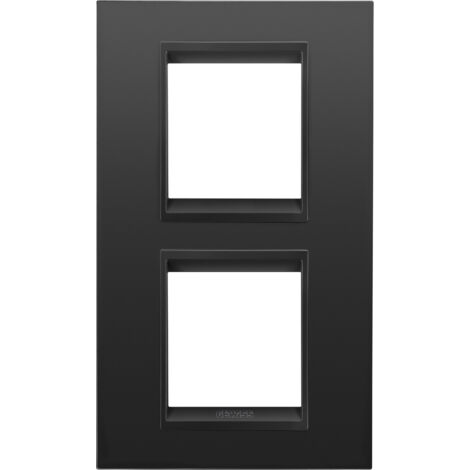 PLAQUE LUX 2+2P V MÉTAL NOIR GEWISS GW16224XM