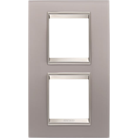 PLAQUE LUX 2+2P V VERRE GRIS PERLÉ GEWISS GW16224GP