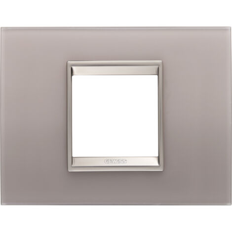 PLAQUE LUX RECT. 2P VERRE GRIS PERLÉ GEWISS GW16202GP