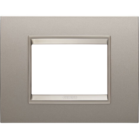 PLAQUE LUX RECT. 3P MÉTAL BRONZE PERLÉ GEWISS GW16203XP