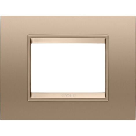 PLAQUE LUX RECT. 3P MÉTAL CUIVRE DOUX GEWISS GW16203XE