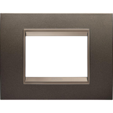 PLAQUE LUX RECT. 3P MÉTAL MARRON GEWISS GW16203XV