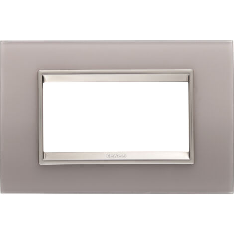 PLAQUE LUX RECT. 4P VERRE GRIS PERLÉ GEWISS GW16204GP