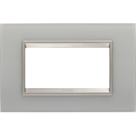 PLAQUE LUX RECT. 4P VERRE NATUREL GEWISS GW16204GT