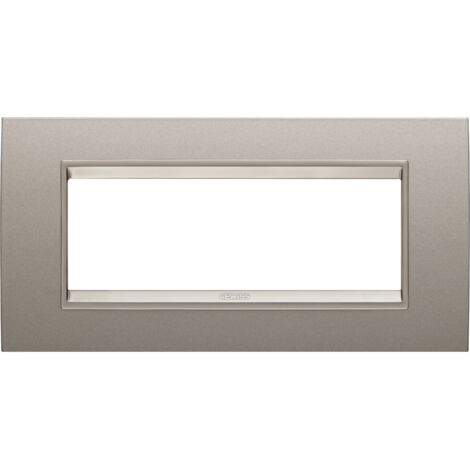 PLAQUE LUX RECT. 6P MÉTAL BRONZE PERLÉ GEWISS GW16206XP