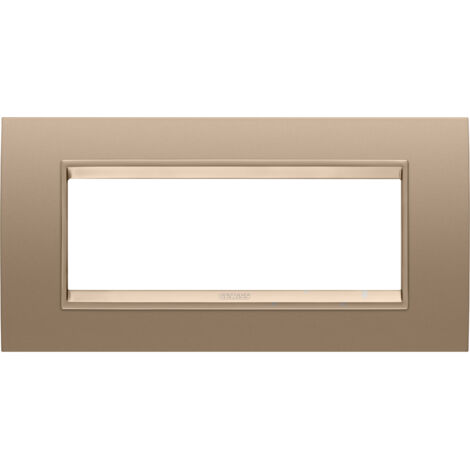 PLAQUE LUX RECT. 6P MÉTAL CUIVRE DOUX GEWISS GW16206XE