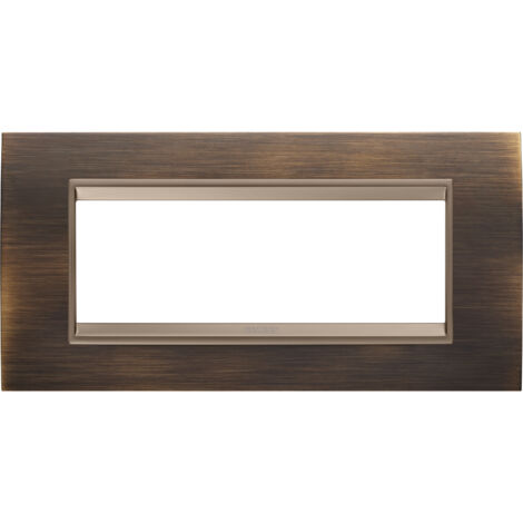 PLAQUE LUX RECT. 6P MÉTAL LAITON ANTIQUE GEWISS GW16206XQ