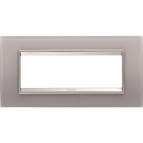 PLAQUE LUX RECT. 6P VERRE GRIS PERLÉ GEWISS GW16206GP
