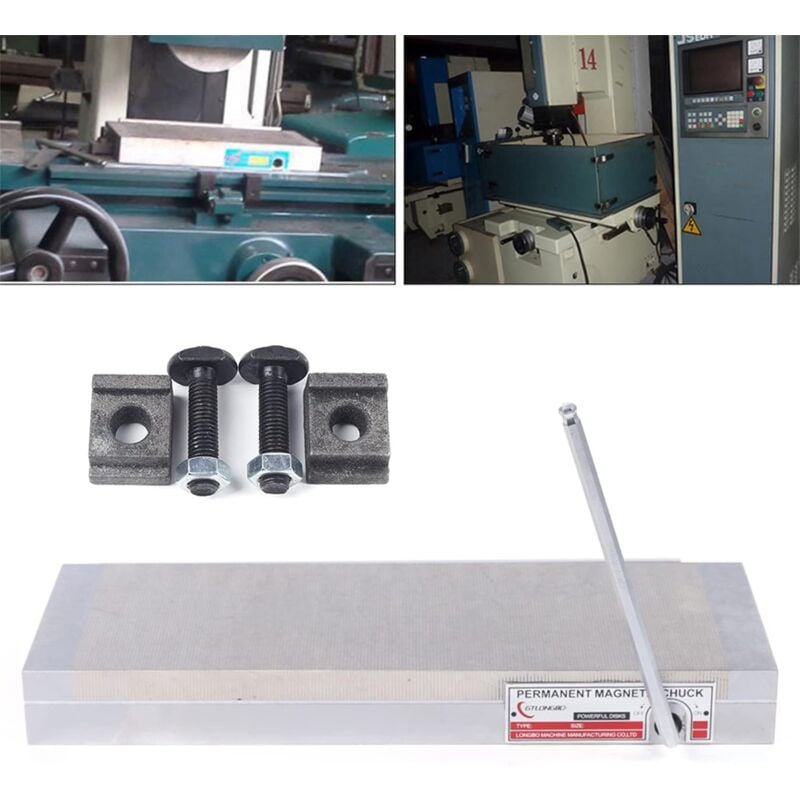 Plaque magnétique 150 x 400 mm - Mandrin magnétique permanent Chuck pour ponceuse plate de haute précision, machines de gravure, machines à