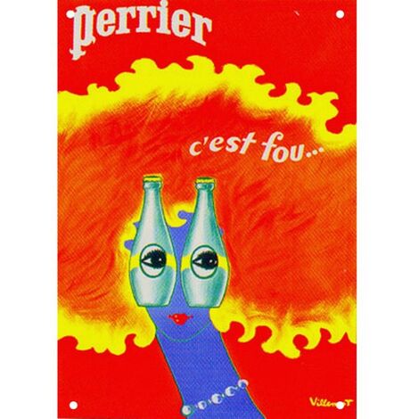 Plaque métal carte postale Perrier