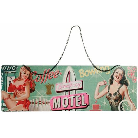 Plaque métal rétro pin-up Coffee Bowling