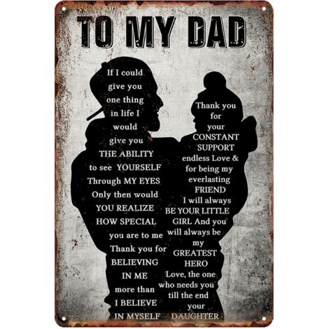 Plaque métallique « À mon papa » – Cadeau de fille pour père, idée anniversaire, décoration murale