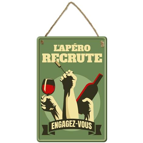 Plaque métallique décorative l'apéro recrute