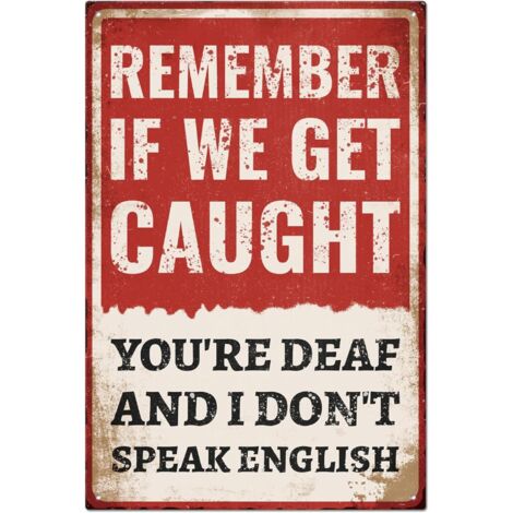 Plaque métallique en étain vintage drôle rétro "Remember If We Get Caught" (Rappelez-vous si nous sommes pris), Décoration murale métallique, Plaque d'art en étain décorative pour la décoration de mai